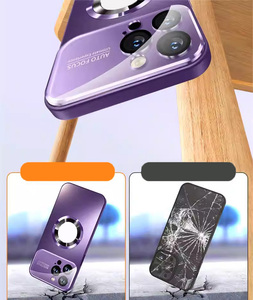 Nuova Custodia Magnetica Desert Gold per <span class=keywords><strong>iPhone</strong></span> 16 <span class=keywords><strong>Pro</strong></span> <span class=keywords><strong>Max</strong></span>/14/13/12, Vetro AG Satinato con Ampia Finestra, Antiurto Sportivo, Elettroplaccata - Product Image 5