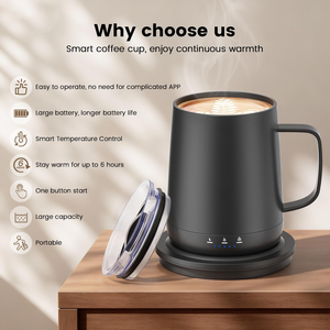 Chauffe-tasse intelligent personnalisé avec logo, chauffe-tasse sans fil, contrôle intelligent de la température, tasse à café auto-chauffante pour les voyages - Product Image 4