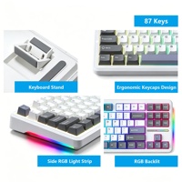Keyboard Mekanik Nirkabel Tri-Mode BT5.0/2.4GHz/USB-C Hot Swappable Keyboard Kustom RGB Backlit untuk Gaming PC PS