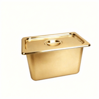 Goldene Edelstahl-Gastronormbehälter mit Deckel, Metall-GN-Behälter für Buffet, Restaurant und Küchenlagerung
