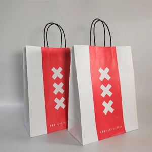 Sac en papier kraft personnalisé KM en gros avec poignée, sac cadeau rouge de haute qualité pour utilisation en supermarché et promotion - Product Image 3