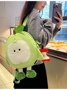 Green Red Apple-shaped Softback Waterproof Eco-friendly Oxford <b>Backpack</b> Cute Realistic Large Capacity Unisex Student <b>Backpack</b> - Product Image 6