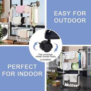 Tripod quần áo đồ lót khô giá có thể gập lại đường sắt quần áo Ngựa Thép không gỉ giặt máy sấy may đứng với hai cánh - Product Image 5