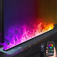 Cheminée à vapeur d'eau encastrée Kalsubo de 36 pouces, flamme réaliste 3D, 6 niveaux de flamme, ventilateur à 8 vitesses, multicolore, commande vocale, application, télécommande