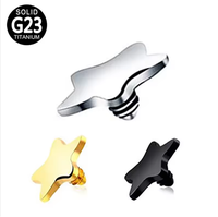 Getta G23/ASTM F136 Titane Zircon Étoile Rond Cœur 16G/14G Labret Stud Noir Bijou d'ancrage dermique pour Cadeau de Mariage et Fête