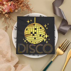 Black Gold Disposable Square Paper Napkins 250x250mm Three Layer For Themed <b>Party</b> Decorations - Product Image 1