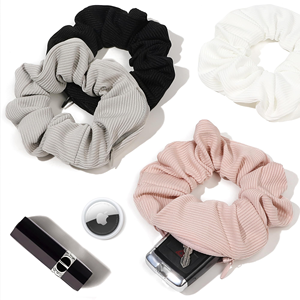 Nuevas Scrunchies de Terciopelo con Cremallera de Color Sólido para Mujer, Diademas Creativas con Bolsillo y Cremallera - Product Image 1