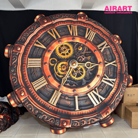 Horloge gonflable géante de 4 m avec chiffres romains et design d'engrenages steampunk pour la décoration d'événements du compte à rebours du Nouvel An