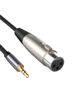 Cabo audio AUX 3.5mm ao macho do cabo do xlr ao ouro fêmea chapeou o cabo de 3 pinos compatível com o padrão XLR/3.5