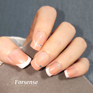 Nouvelle collection faux ongles pointe française carrée presse sur les ongles courts faux ongles esthétiques élégants avec de la colle faux ongle <span class=keywords><strong>prix</strong></span> de gros - Product Image 5