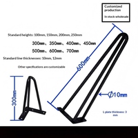 Support mural/étagère robuste en métal noir thermolaqué, double barre triangulaire de 300 mm, sur mesure