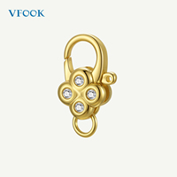 Nouveaux composants de bijoux en forme florale VFOOK avec zircon de haute qualité, accessoires de fabrication de colliers en or véritable 18 carats inaltérable