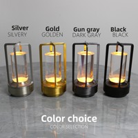 Mini lanterne vintage sans fil à LED, commande tactile, cadre en aluminium, abat-jour en acrylique, rechargeable, pour chambre à coucher, table basse, ambiance lumineuse