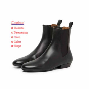 Fabricante CustomAnkle and Bootie Botas Chelsea <span class=keywords><strong>de</strong></span> tacón grueso Tobillo Skinny Cuero Negro <span class=keywords><strong>Zapatos</strong></span> <span class=keywords><strong>de</strong></span> <span class=keywords><strong>mujer</strong></span> <span class=keywords><strong>de</strong></span> alta calidad Botas - Product Image 2