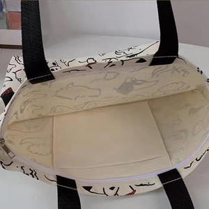 Bolsa de Mano Grande de Lona de Algodón Reciclable y Ecológica Personalizada con Logotipo, Patrón, Cierre de Hombro y Bolsillo con Cremallera para Compras y Ropa - Product Image 3