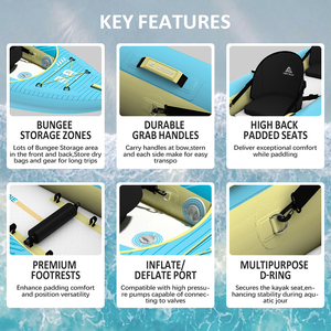 Kayak Inflable Profesional con Piso Rígido de Tecnología Drop Stitch, <span class=keywords><strong>Canoa</strong></span> Estable para Turismo con Aletas Extraíbles y Reposapiés - Product Image 3