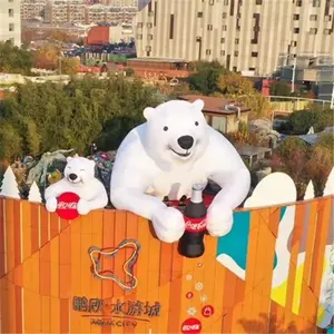 Büyük beyaz hayvanlar heykel şişme kutup ayısı, okyanus dekorasyon için şişme ayı balon