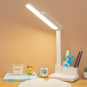 USB <span class=keywords><strong>LED</strong></span> Gấp Đèn bàn với đồng hồ 1800mA có thể sạc lại bảo vệ mắt ánh sáng Ba nhiệt độ bàn nghiên cứu ánh sáng - Product Image 1