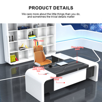 Bureau de direction ergonomique en bois blanc brillant de luxe, personnalisable OEM/ODM, avec gestion des câbles dissimulée, résistant à l'eau et écologique