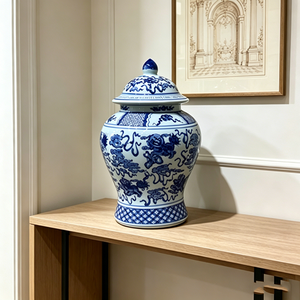 Pot à gingembre chinois de style <span class=keywords><strong>vintage</strong></span>, bleu et blanc, avec motif Foo Dog, comme un superbe accent décoratif pour la maison - Product Image 2