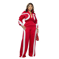 Combinaison longue à manches longues pour femme, style sportif, color-block, en polyester, avec taille élastique et design demi-fermeture éclair, collection automne/hiver