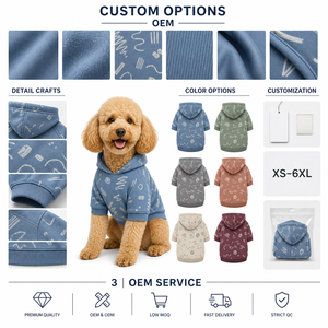 Sudadera con capucha para perro con estampado de estrella azul y cachorro, ropa para perros, ropa para mascotas OEM, sudadera con capucha para mascotas de manga larga con forro polar suave - Product Image 2