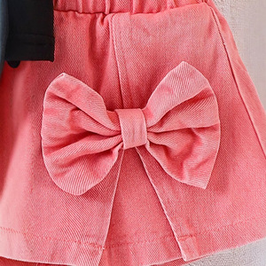 Conjunto de Ropa para Niñas de 0 a 3 Años, Camiseta de Algodón con Lazo, Culottes de Mezclilla con Abertura, 2 Piezas, Ropa para Niños, Conjuntos de Ropa para Bebés - Product Image 4