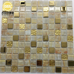 Mosaicos de Vidrio Dorado con Patrón Especial en Forma de <span class=keywords><strong>Mini</strong></span> Cuadrado para Decoración Interior de Vestíbulos de Hoteles, Penthouses, Galerías y Espacios Comerciales - Product Image 3
