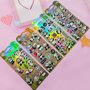 Vente en gros d'autocollants en résine transparents holographiques 5D Kawaii Panda Cartoon pour cadeau - Product Image 6