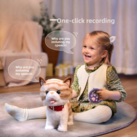 Peluche Électrique Interactif Chaton & Chiot qui Marche et Moine, Poupée Chat Réaliste avec Rembourrage en Coton PP pour Fête