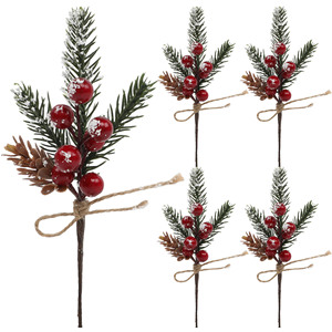 Ramas de pino artificiales Guanyi con bayas rojas y piñas de 30cm-100cm para decoraciones navideñas, coronas, accesorios para bodas y hogar. - Product Image 1