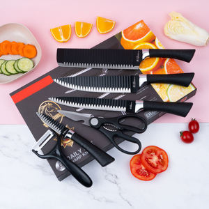 Ensemble de 6 <span class=keywords><strong>couteaux</strong></span> de <span class=keywords><strong>cuisine</strong></span> en acier inoxydable à revêtement antiadhésif noir avec cadeau, nouveauté 2025 - Product Image 6