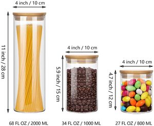 Bote hermético de borosilicato, recipiente de cocina hermético, almacenamiento de alimentos, tarro de vidrio con tapa de bambú, el más vendido en Amazon - Product Image 2