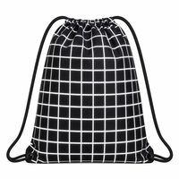 Sac à dos à cordon de serrage motif damier bleu marine, sac tendance avec logo personnalisé pour l'école, les voyages, les événements, promotionnel, vente en gros