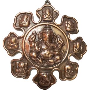 PARIJAT HANDICRAFT Lord Ganesha Métal Tenture Showpiece Style Bohème Vertical pour La Décoration Intérieure Fête Astavinayaka Cadeaux - Product Image 3