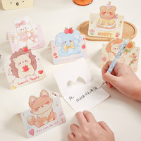 Mini cartes de vœux pliables en forme d'animaux, mignonnes, en aquarelle, renard, ours, lapin, cartes vierges pour vœux