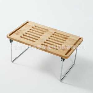 Customized bamboo drain <b>rack</b>, stackable double-layer desktop storage <b>rack</b>, multi-functional, easy-to-store folding drain <b>rack</b> - Product Image 2