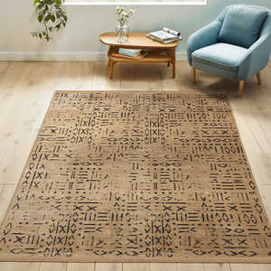 Alfombra Moderna de Pelo Corto Mira Gold con Diseño Geométrico de Diamantes, Chenille, 7mm, Lavable, Antideslizante, Ecológica, Apta para Mascotas, de Poliéster para el Hogar - Product Image 1