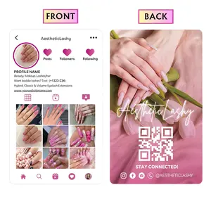 Özel holografik kalp nstagram kartvizitler baskı lüks kartları sadakat indirim tırnak salonu için Aftercare kartı