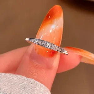 Anelli CAOSHI in Stile Minimalista con Design a Gambo Sottile e Zirconia Cubica Lucida, Placcati in Argento, Gioielli in Ottone CZ OEM - Product Image 1