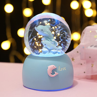 Boîte à musique carrousel en céramique couleur changeante lumière Led musique boule de neige cadeau anniversaire boule de neige boîte à musique