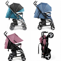 Poussette bébé légère, pliable, avec roues antidérapantes, 4 roues, inclinaison multi-positions, capote, compacte, possibilité de s'asseoir ou s'allonger