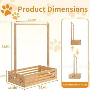 Wooden <b>Clothes</b> <b>Rack</b> For Pets And Kids Bedroom Floor Standing Portable Storage Organizer With Crate And Hangers - Product Image 3