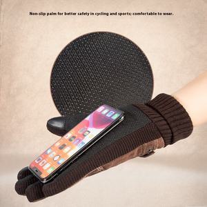 Gants en <span class=keywords><strong>cuir</strong></span> pour hommes Gants en velours épais et chauds pour l'extérieur Gants en coton pour moto électrique mitaines - Product Image 5