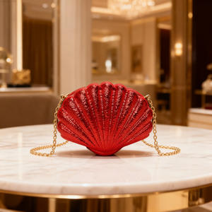 高級女性デザイナーキャンディーカラー光沢のある財布ハンドバッグアクリルかわいいノベルティシェル型スパンコールウェディングパーティーイブニングクラッチ - Product Image 5