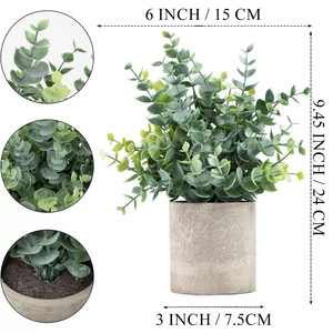 Toptan Yapay Mini Saksı Bitkileri, Ev Ofis Masası Rafı İç Mekan Dekorasyonu için Çimento Saksılı Küçük Yapay Bitkiler - Product Image 5