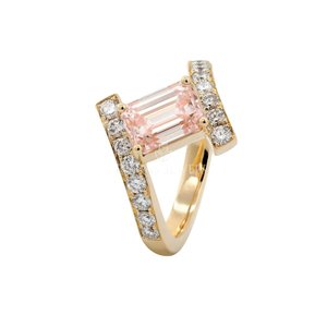Luxury Women's 925 Sterling <b>Silver</b> Gold Plated <b>Adjustable</b> Hip Hop Diamond <b>Ring</b> with Brilliant Finish for Daily Style - Product Image 4