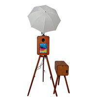 Cabina de Fotos de Madera de Doble Cara, Pantalla Táctil de 18.5 Pulgadas, Compatible con Cámara y iPad, para Bodas, Fiestas y Eventos de Alquiler Comercial
