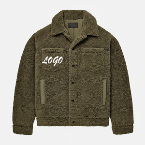 High Oversized <b>Men's</b> Polar Fleece <b>Jacket</b> Street Wear Style Thickened <b>Sherpa</b> Warm Coats Custom Canvas Long Pocket <b>Jacket</b> for <b>Men</b> - Product Image 1