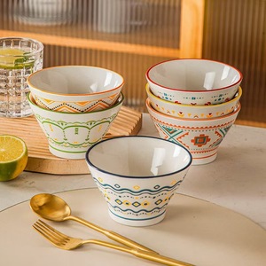 Venta al por mayor estilo japonés forma cónica cerámica Ramen Bowl sombrero de bambú fideos <span class=keywords><strong>sopa</strong></span> arroz cuencos tazón de cerámica con oro - Product Image 1